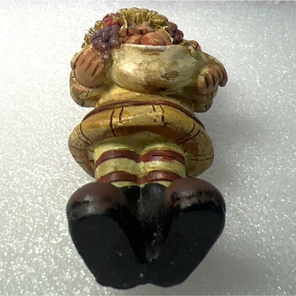 Whimsical Girl Harvest Scarecrow Figurine Autumn Produce Straw Hair Big Smile - Picture 5 of 7